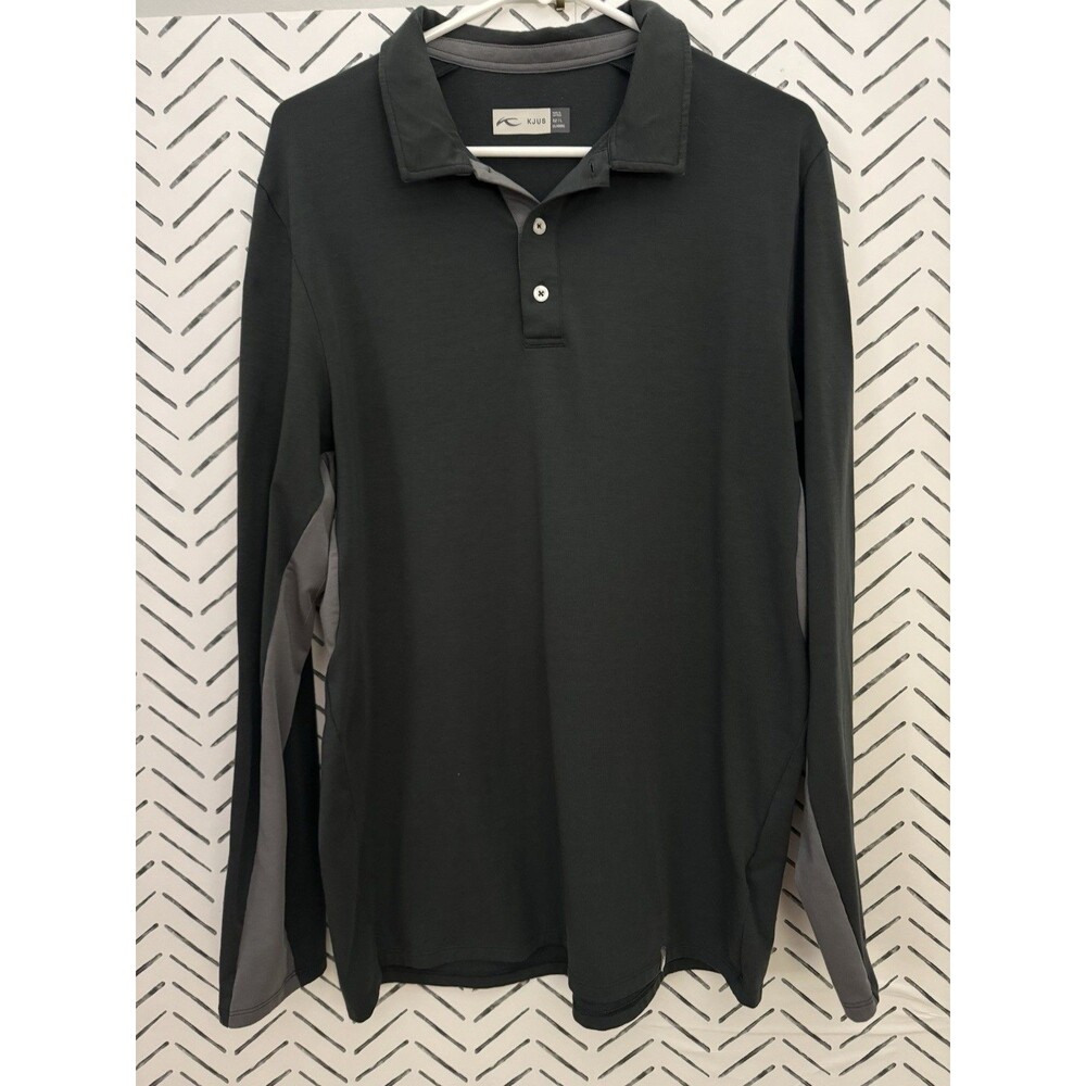 KJUS Long Sleeve Classic Polo Shirt Dark Gray Golf Comfort Fit UPF50‎ Men's 52/L